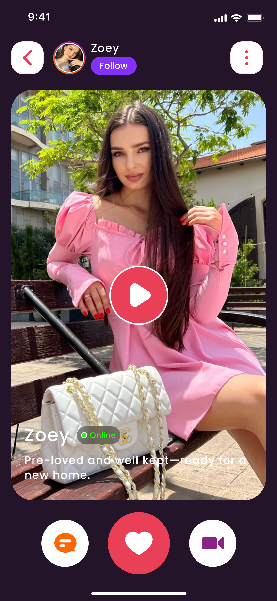 Beigoo member profile with video call